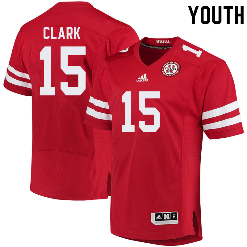 Youth #15 Braxton Clark Nebraska Cornhuskers College Football Jerseys Sale-Red - Click Image to Close